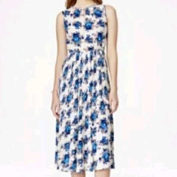 Maison‎ Jules Blue and White Pleated Floral  Sundress Size 8 - Picture 1 of 14